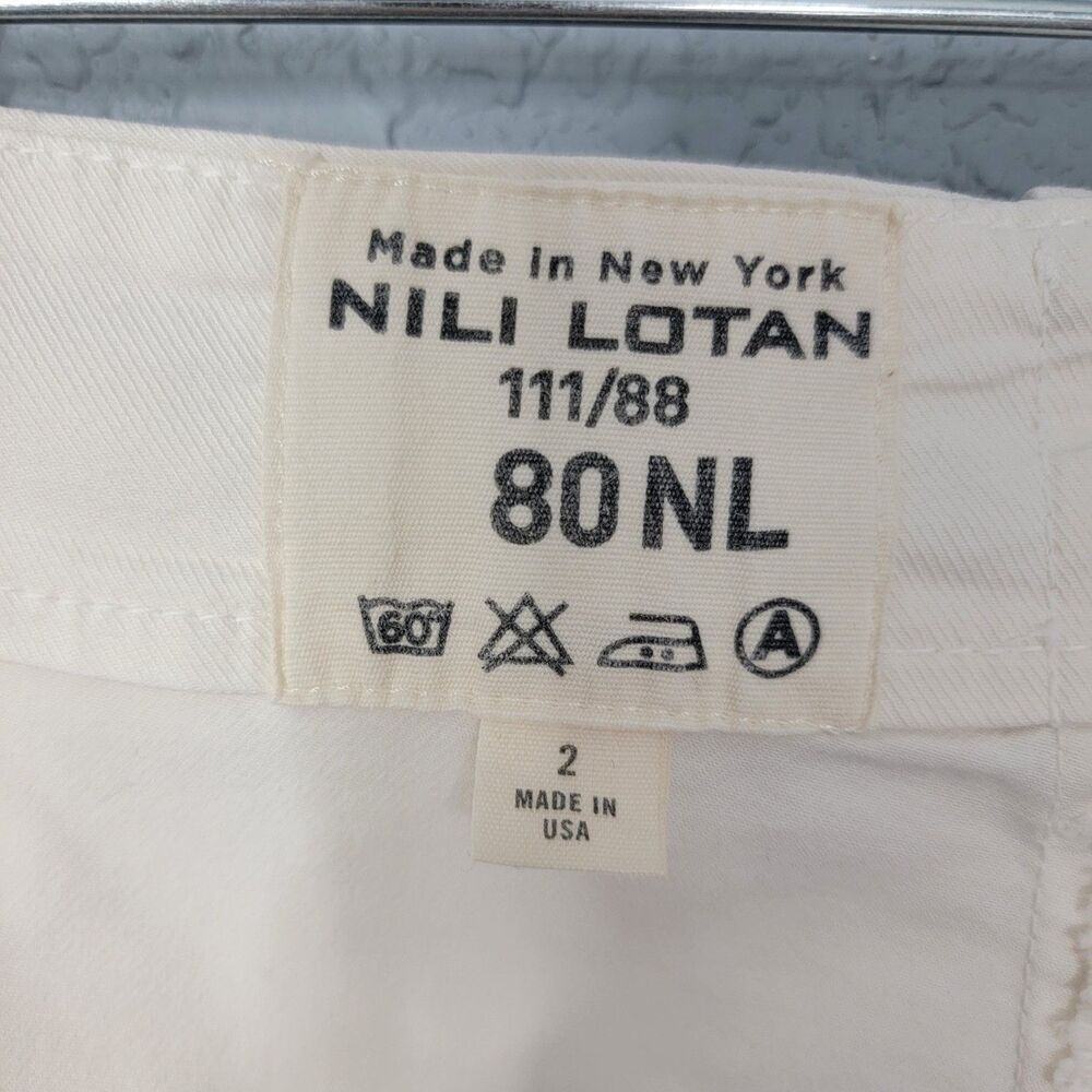 Nili Lotan Paris Pant in Eggshell Drop Crotch Cotton Twill Size 2 Edgy USA Work - Picture 12 of 17